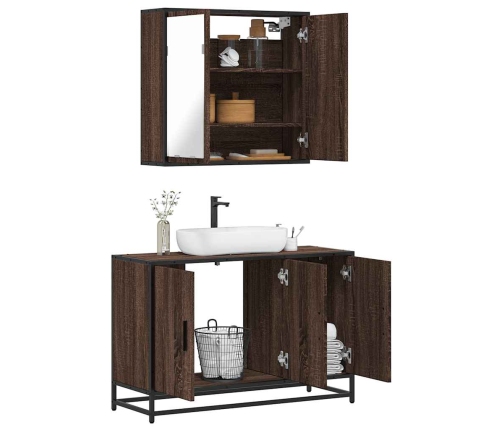 Set de muebles baño 2 pzas madera contrachapada marrón roble