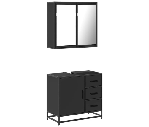 Juego de muebles de baño 2 pzas madera contrachapada negro