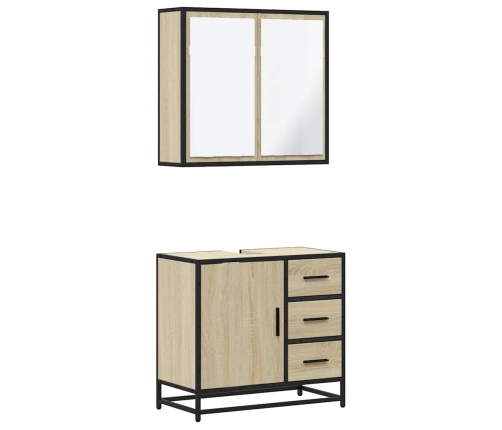 Set de muebles de baño 2 pzas madera contrachapada roble Sonoma