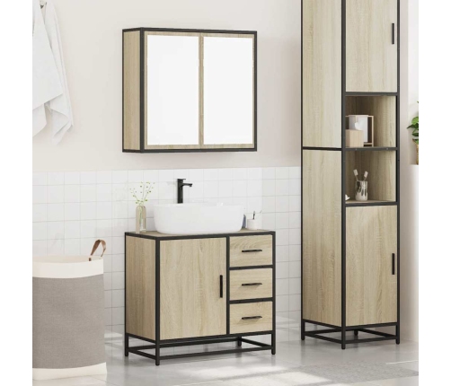 Set de muebles de baño 2 pzas madera contrachapada roble Sonoma