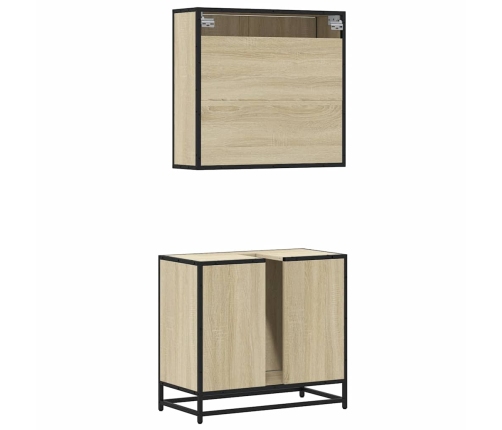 Set de muebles de baño 2 pzas madera contrachapada roble Sonoma