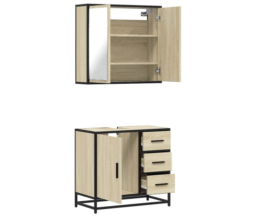 Set de muebles de baño 2 pzas madera contrachapada roble Sonoma