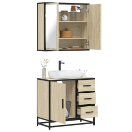 Set de muebles de baño 2 pzas madera contrachapada roble Sonoma