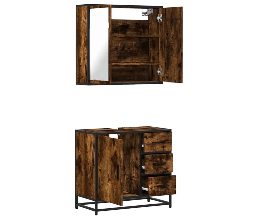 Set de muebles baño 2 pzas madera contrachapada roble ahumado