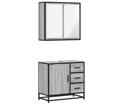 Set de muebles de baño 2 pzas madera contrachapada gris sonoma