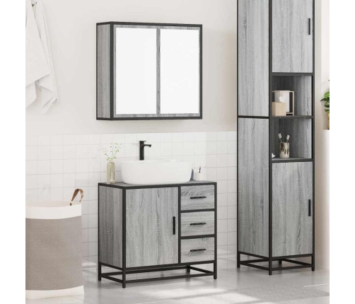 Set de muebles de baño 2 pzas madera contrachapada gris sonoma