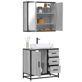 Set de muebles de baño 2 pzas madera contrachapada gris sonoma