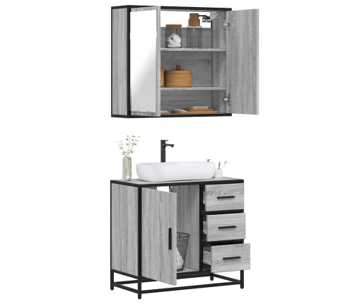 Set de muebles de baño 2 pzas madera contrachapada gris sonoma