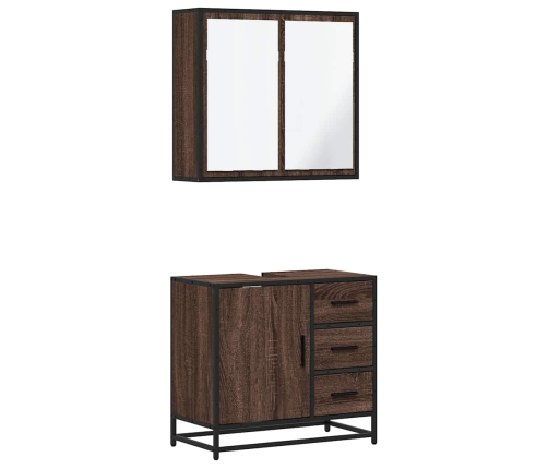 Set de muebles baño 2 pzas madera contrachapada marrón roble