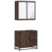 Set de muebles baño 2 pzas madera contrachapada marrón roble