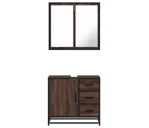 Set de muebles baño 2 pzas madera contrachapada marrón roble