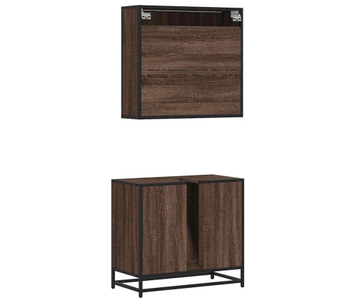 Set de muebles baño 2 pzas madera contrachapada marrón roble