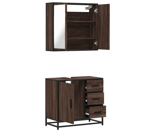 Set de muebles baño 2 pzas madera contrachapada marrón roble