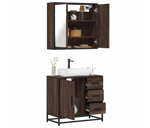 Set de muebles baño 2 pzas madera contrachapada marrón roble