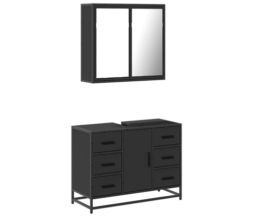 Juego de muebles de baño 2 pzas madera contrachapada negro