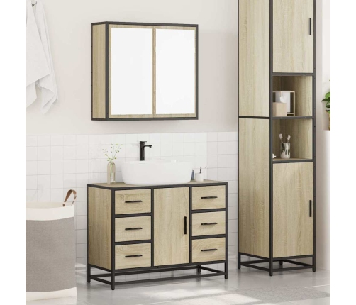 Set de muebles de baño 2 pzas madera contrachapada roble Sonoma