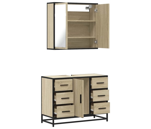 Set de muebles de baño 2 pzas madera contrachapada roble Sonoma