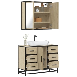 Set de muebles de baño 2 pzas madera contrachapada roble Sonoma