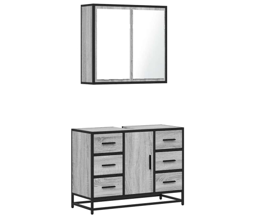 Set de muebles de baño 2 pzas madera contrachapada gris sonoma