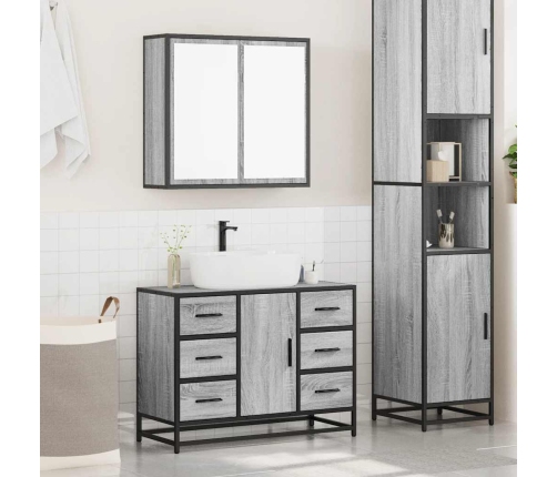 Set de muebles de baño 2 pzas madera contrachapada gris sonoma