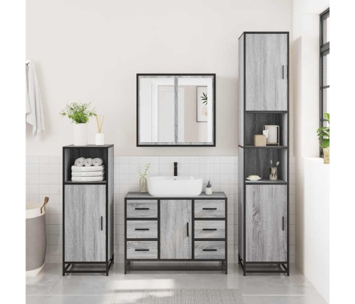 Set de muebles de baño 2 pzas madera contrachapada gris sonoma