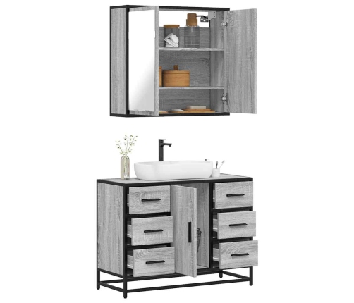 Set de muebles de baño 2 pzas madera contrachapada gris sonoma