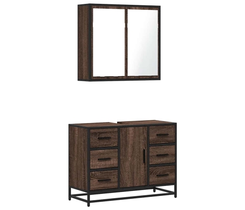 Set de muebles baño 2 pzas madera contrachapada marrón roble