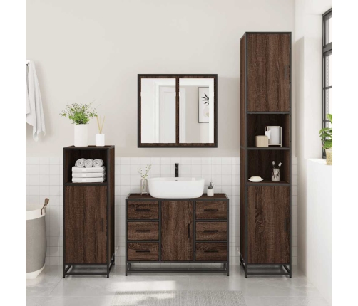 Set de muebles baño 2 pzas madera contrachapada marrón roble