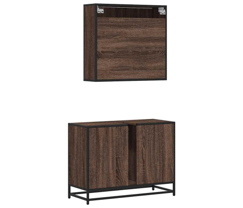 Set de muebles baño 2 pzas madera contrachapada marrón roble