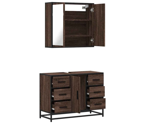 Set de muebles baño 2 pzas madera contrachapada marrón roble