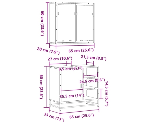 Juego de muebles de baño 2 pzas madera contrachapada negro