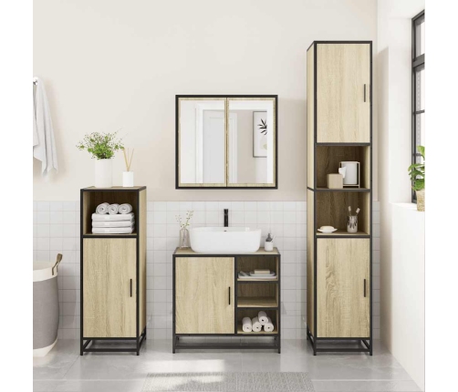 Set de muebles de baño 2 pzas madera contrachapada roble Sonoma