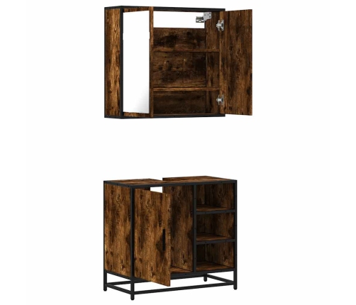 Set de muebles baño 2 pzas madera contrachapada roble ahumado