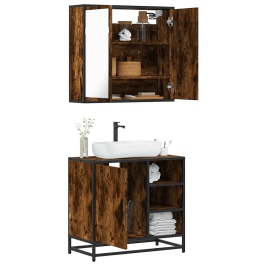 Set de muebles baño 2 pzas madera contrachapada roble ahumado