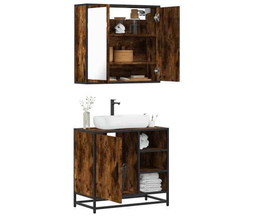 Set de muebles baño 2 pzas madera contrachapada roble ahumado