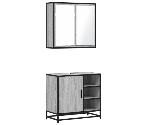 Set de muebles de baño 2 pzas madera contrachapada gris sonoma