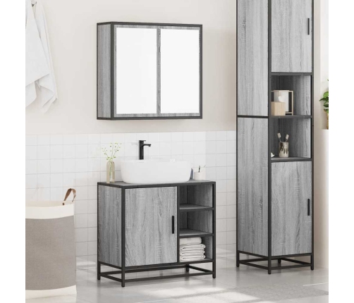 Set de muebles de baño 2 pzas madera contrachapada gris sonoma