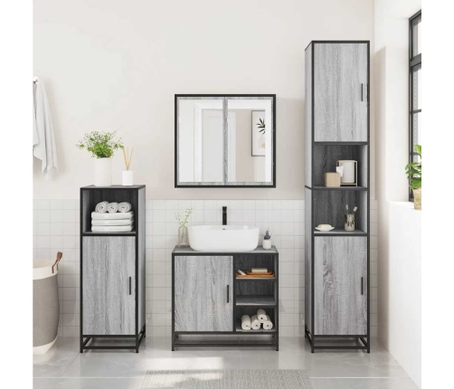 Set de muebles de baño 2 pzas madera contrachapada gris sonoma