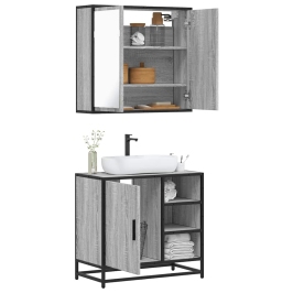 Set de muebles de baño 2 pzas madera contrachapada gris sonoma