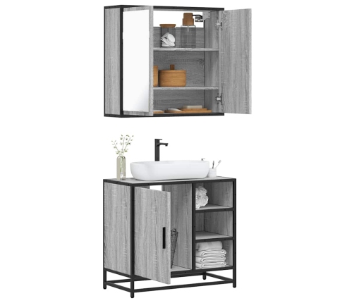 Set de muebles de baño 2 pzas madera contrachapada gris sonoma