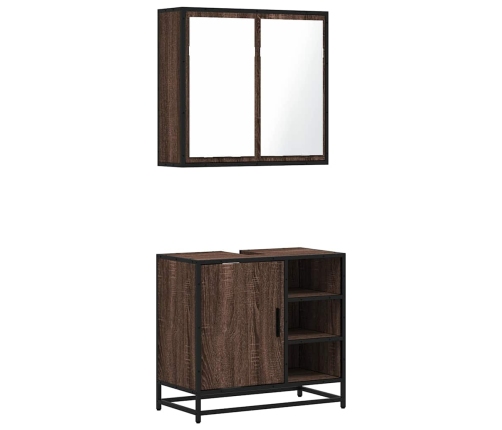 Set de muebles baño 2 pzas madera contrachapada marrón roble