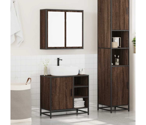 Set de muebles baño 2 pzas madera contrachapada marrón roble