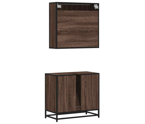 Set de muebles baño 2 pzas madera contrachapada marrón roble