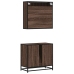 Set de muebles baño 2 pzas madera contrachapada marrón roble