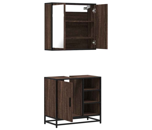 Set de muebles baño 2 pzas madera contrachapada marrón roble