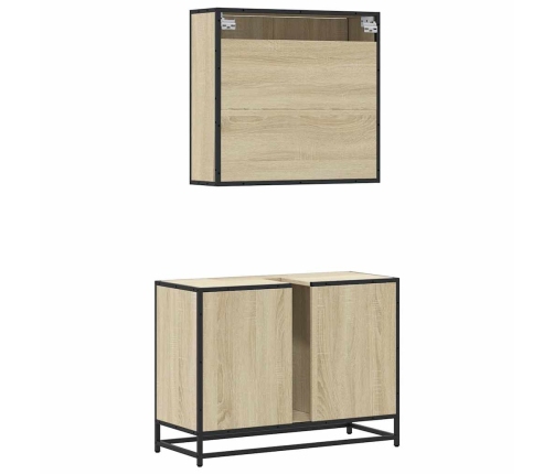 Set de muebles de baño 2 pzas madera contrachapada roble Sonoma