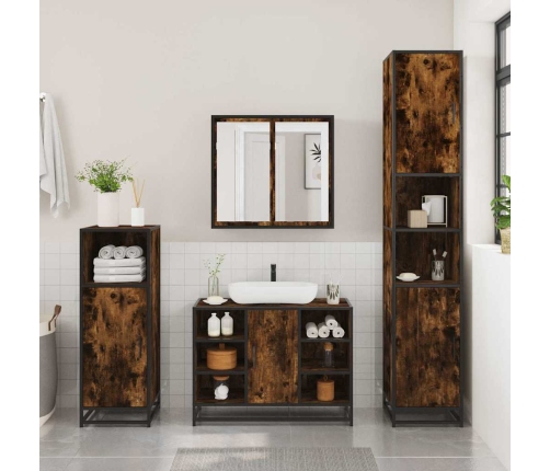 Set de muebles baño 2 pzas madera contrachapada roble ahumado