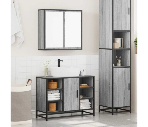 Set de muebles de baño 2 pzas madera contrachapada gris sonoma