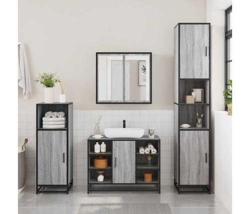 Set de muebles de baño 2 pzas madera contrachapada gris sonoma