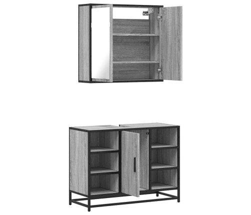 Set de muebles de baño 2 pzas madera contrachapada gris sonoma